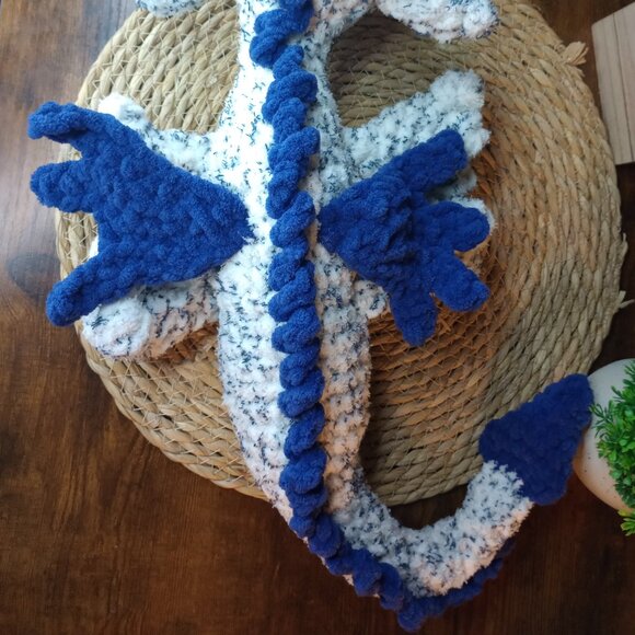 Blue Fleck Crochet Plushie Dragon.  Handmade by ME! - Picture 7 of 8